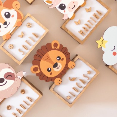 Lámpara Infantil León Personalizable en Madera