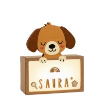 Lámpara Infantil personalizable Perro en Madera