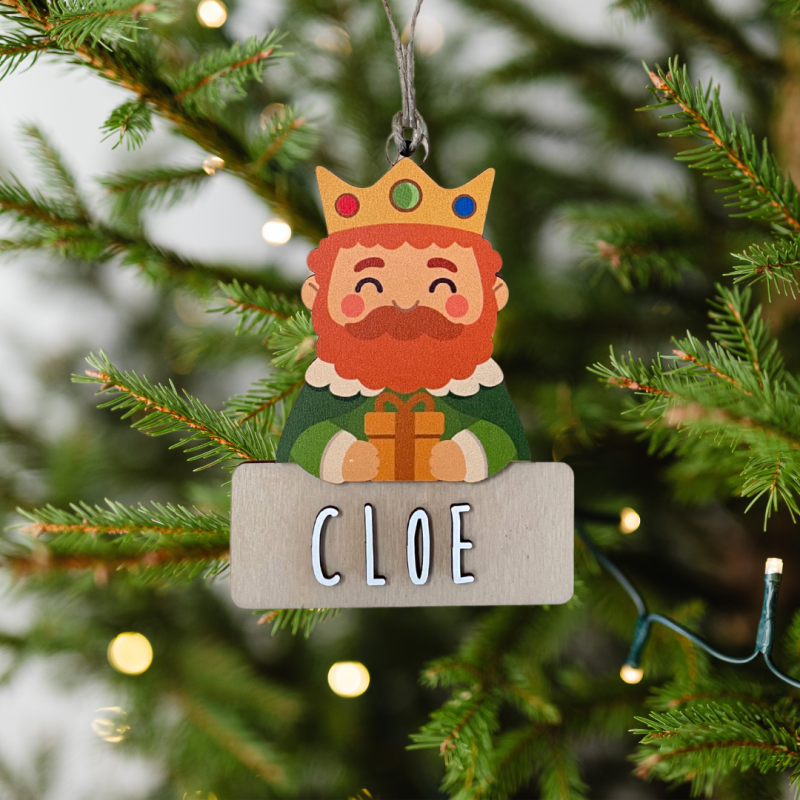 Adorno de Navidad Personalizable de Gaspar en Madera