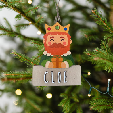 Adorno de Navidad Personalizable de Gaspar en Madera