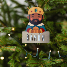 Adorno de Navidad Personalizable de Baltasar en Madera
