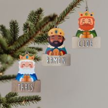 Pack de Adornos de Reyes Magos personalizables de madera