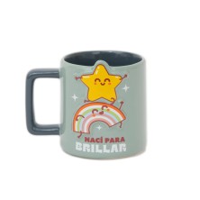 Taza 3D estrella y arcoíris Nací para brillar