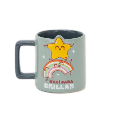 Taza 3D estrella y arcoíris Nací para brillar