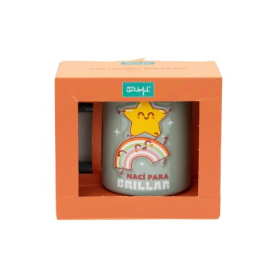 Taza 3D estrella y arcoíris Nací para brillar