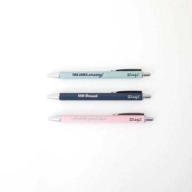 Set de 3 bolígrafos metálicos con frases Mr Wonderful