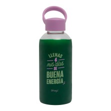 Botella de cristal con mensaje “Llenas mis días de energía”