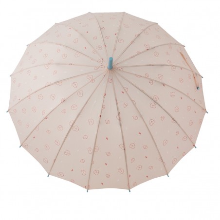 Paraguas grande rosa - Estampado corazones